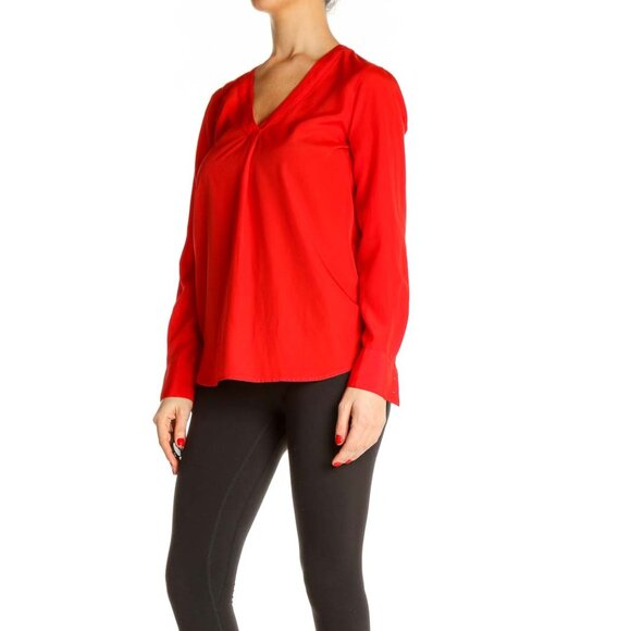 J.crew Red Solid All Day Wear Blouse - Picture 2 of 3